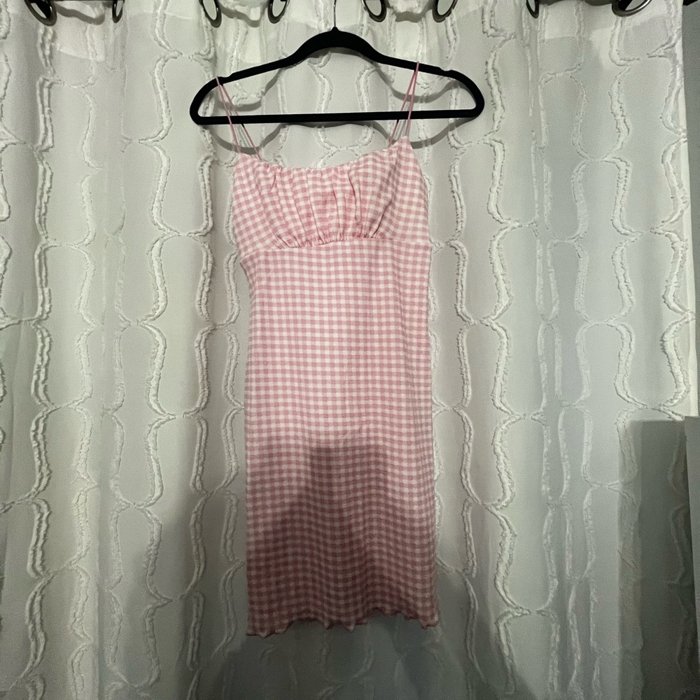 No Comment checkered pink dress size medium (juniors)